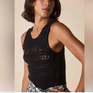 St. Roche Marilyn Tank Top Black NWT Crochet Boho Romantic French Contemporary